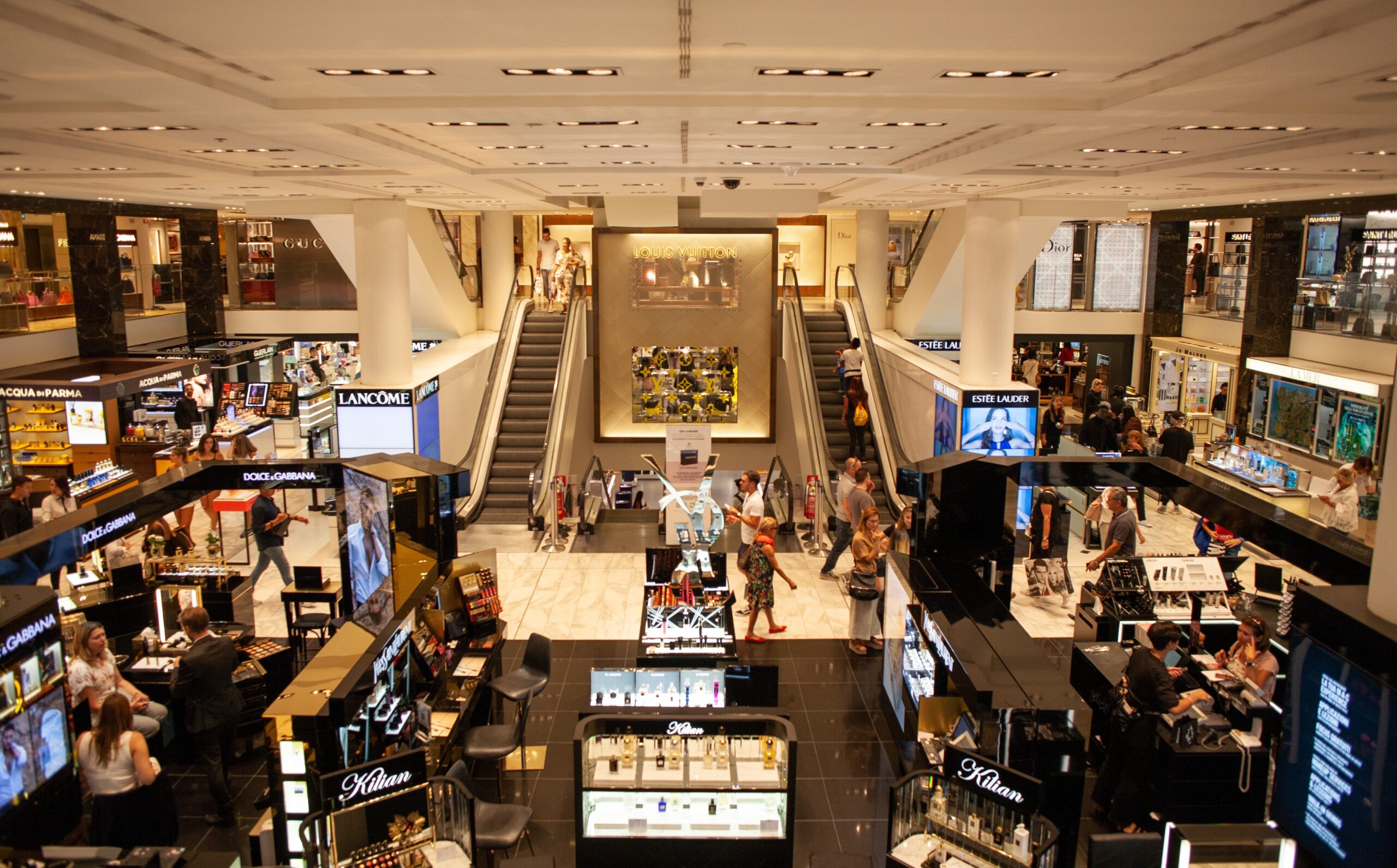 upscale shopping mall department store interior