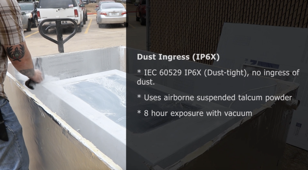dust ingress testing of an outdoor digital kiosk