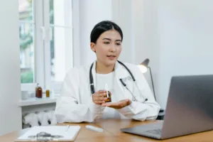 doctor providing a telehealth consultation
