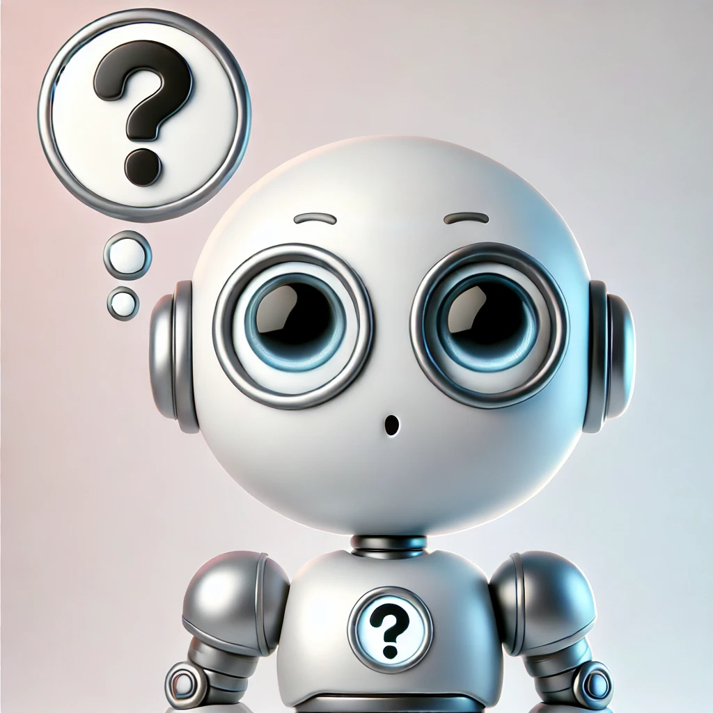 cute robot thinking with question mark