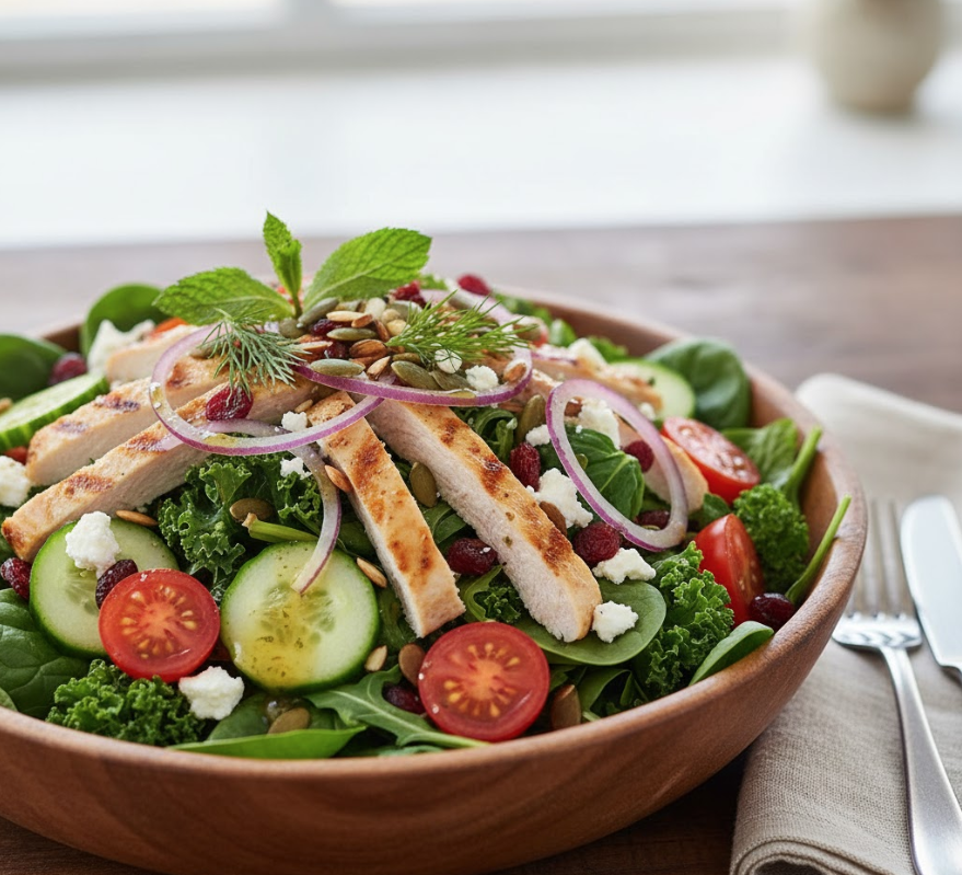 healthy salad with chicken